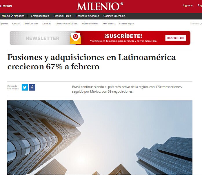 Fusiones y adquisiciones en Latinoamrica crecieron 67% a febrero